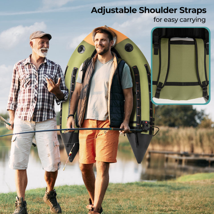 Portable Fishing Float Tube Inflatable Backpack Belly Boat with Fish Finder Holder and Detachable Storage Boxes