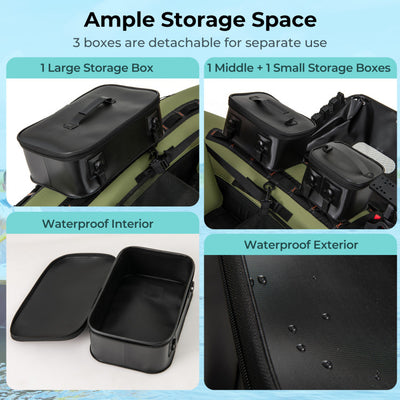 Portable Fishing Float Tube Inflatable Backpack Belly Boat with Fish Finder Holder and Detachable Storage Boxes