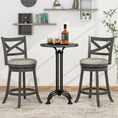 Set of 2 Swivel Bar Stools Upholstered Counter Height Dining Chairs with Padded Seat and Footrest