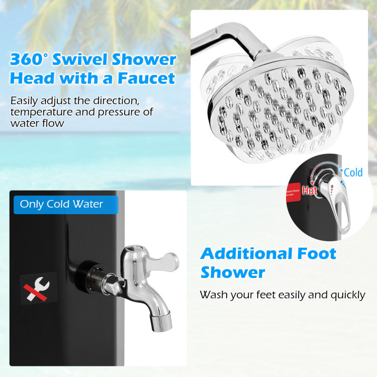 7.5 Feet 15.9 Gallon Solar Heated Outdoor Shower with Shower Head