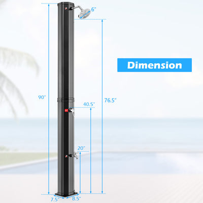 7.5 Feet 15.9 Gallon Solar Heated Outdoor Shower with Shower Head