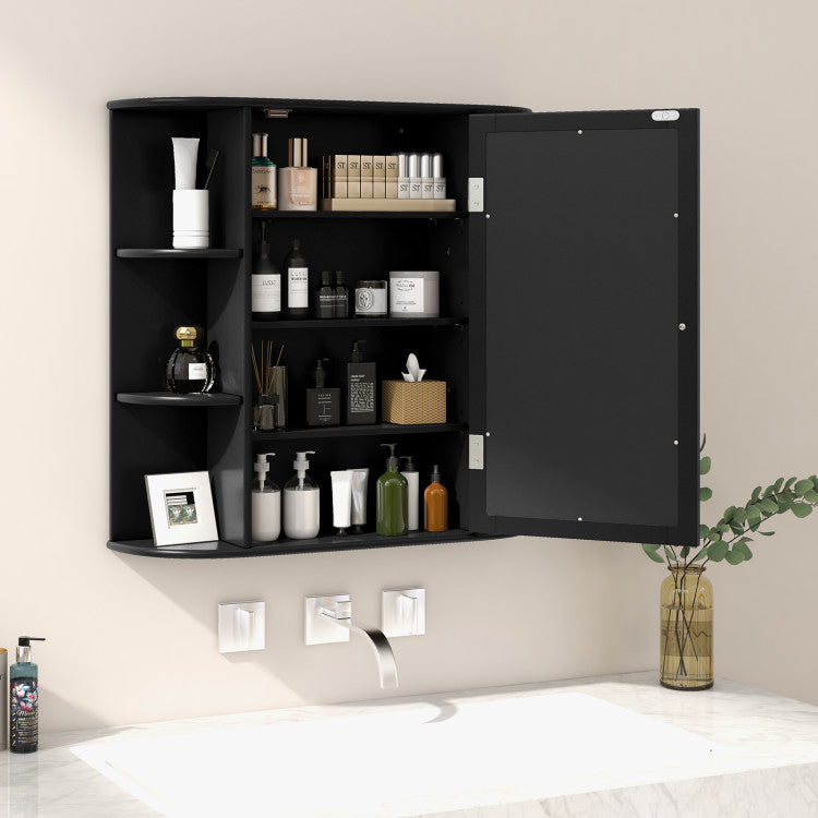 Wall-Mounted Bathroom Mirror Cabinet with Storage Shelves