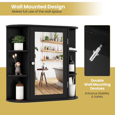 Wall-Mounted Bathroom Mirror Cabinet with Storage Shelves