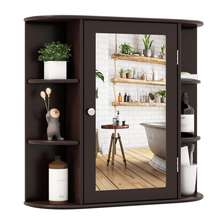 Wall-Mounted Bathroom Mirror Cabinet with Storage Shelves