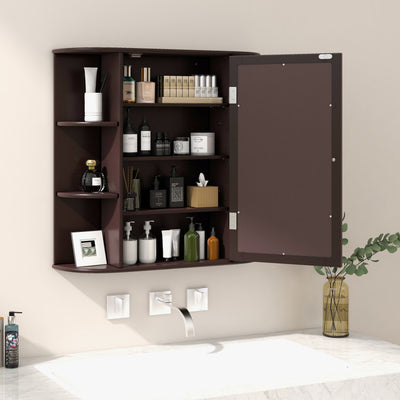 Wall-Mounted Bathroom Mirror Cabinet with Storage Shelves