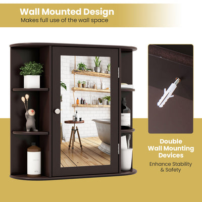 Wall-Mounted Bathroom Mirror Cabinet with Storage Shelves