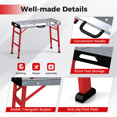 42 Inches x 21 Inches Welding Table with Adjustable Height and 2 Bar Clamps