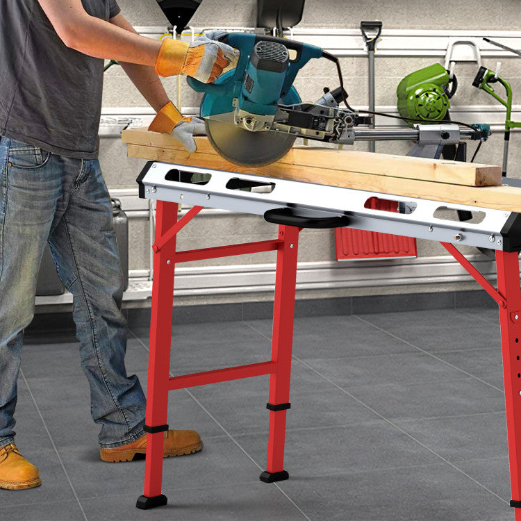 42 Inches x 21 Inches Welding Table with Adjustable Height and 2 Bar Clamps