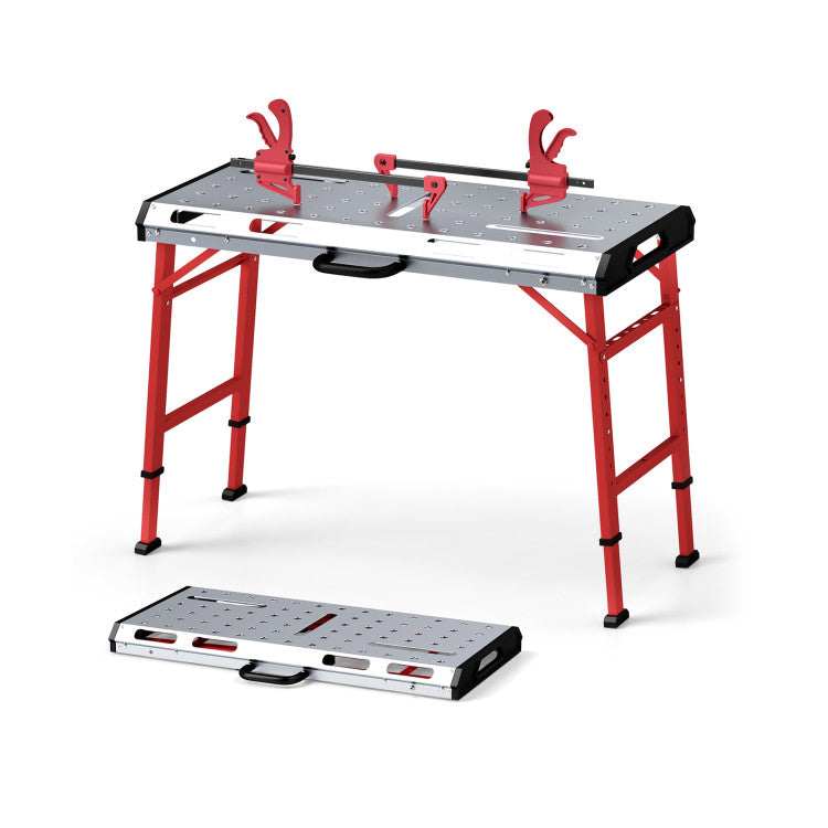 42 Inches x 21 Inches Welding Table with Adjustable Height and 2 Bar Clamps