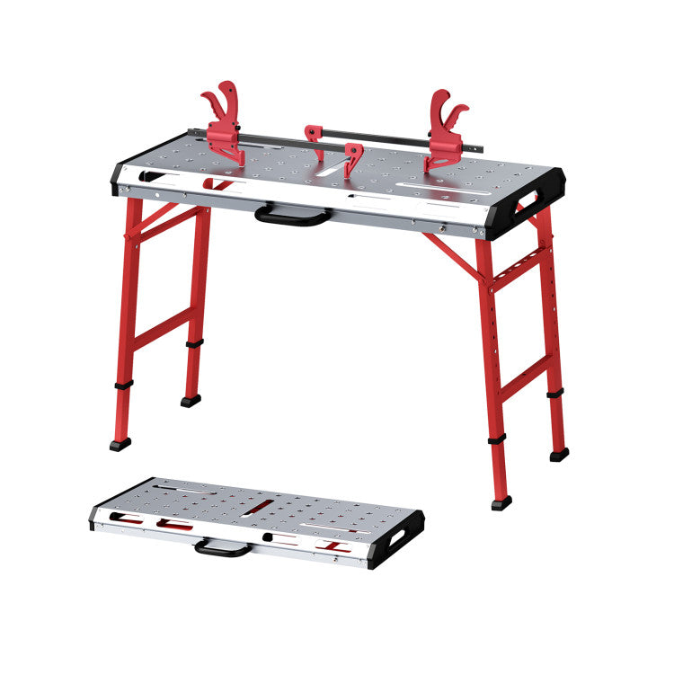 42 Inches x 21 Inches Welding Table with Adjustable Height and 2 Bar Clamps