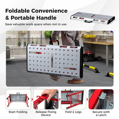 42 Inches x 21 Inches Welding Table with Adjustable Height and 2 Bar Clamps