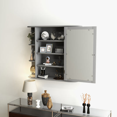 Wall-Mounted Bathroom Mirror Cabinet with Storage Shelves