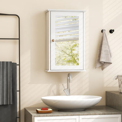 Bathroom Wall Cabinet with Single Mirror Door and Adjustable Shelf