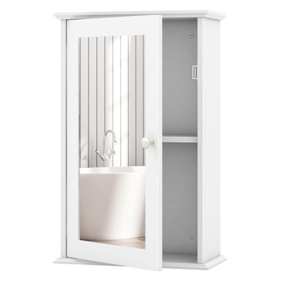 Bathroom Wall Cabinet with Single Mirror Door and Adjustable Shelf