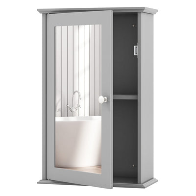 Bathroom Wall Cabinet with Single Mirror Door and Adjustable Shelf