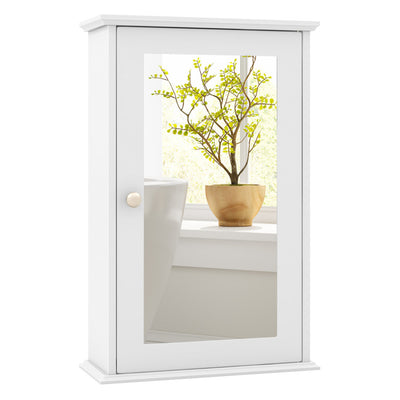 Bathroom Wall Cabinet with Single Mirror Door and Adjustable Shelf