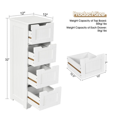 Free-Standing Side Storage Organizer with 4 Drawers