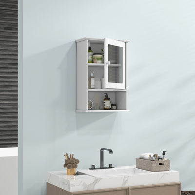 Wall Mounted Adjustable Hanging Storage Medicine Cabinet with Open Shelf