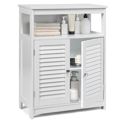 Wood Freestanding Bathroom Storage Cabinet with Double Shutter Door