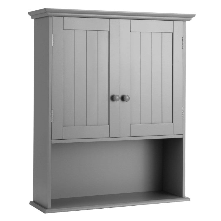 2-Door Wall Mount Bathroom Storage Cabinet with Open Shelf