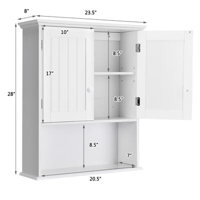 2-Door Wall Mount Bathroom Storage Cabinet with Open Shelf