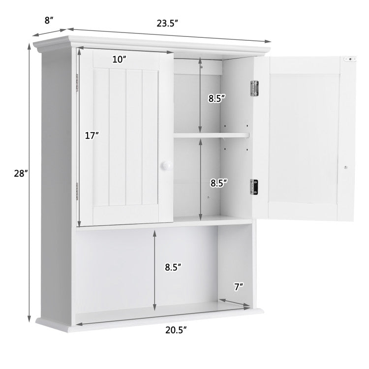 2-Door Wall Mount Bathroom Storage Cabinet with Open Shelf