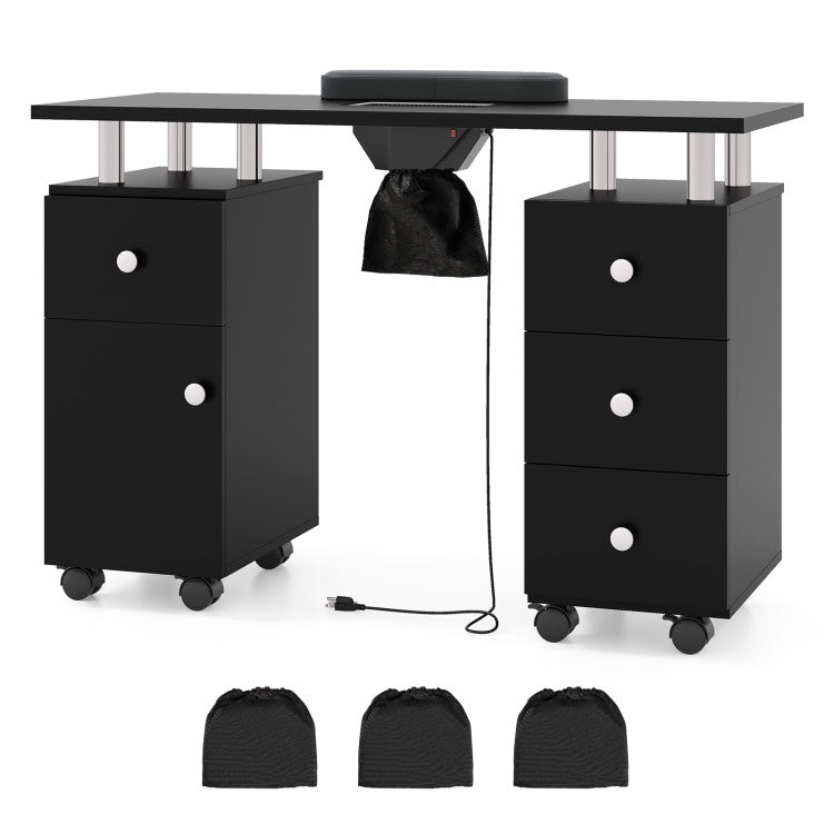 Manicure Table Nail Desk with Electric Dust Collector and 3 Dust Bags