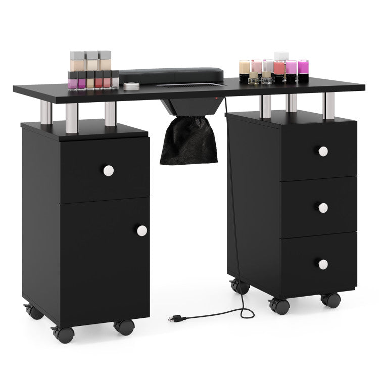 Manicure Table Nail Desk with Electric Dust Collector and 3 Dust Bags