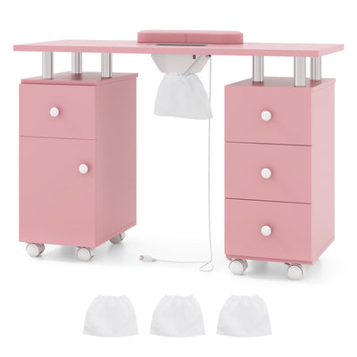 Manicure Table Nail Desk with Electric Dust Collector and 3 Dust Bags