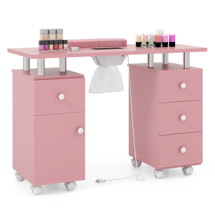 Manicure Table Nail Desk with Electric Dust Collector and 3 Dust Bags