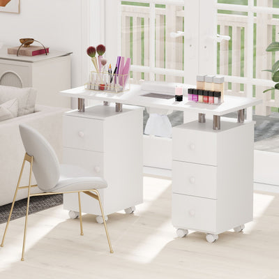 Manicure Table Nail Desk with Electric Dust Collector and 3 Dust Bags