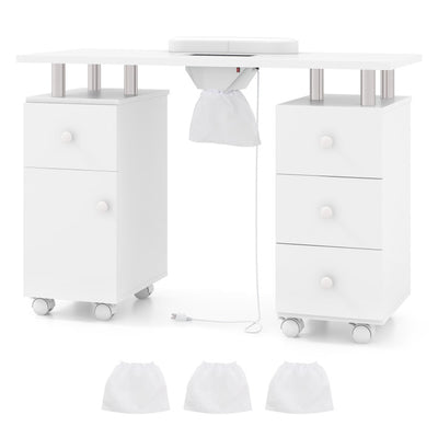 Manicure Table Nail Desk with Electric Dust Collector and 3 Dust Bags