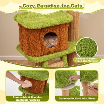 Cute Cat Tree for Indoor Cats with Mushroom-shaped Nest Condo and Climbing Ladder