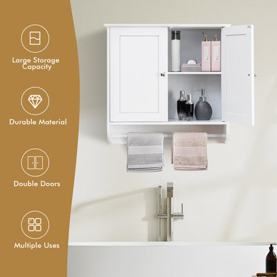 Wall Mounted Bathroom Storage Medicine Cabinet with Towel Bar