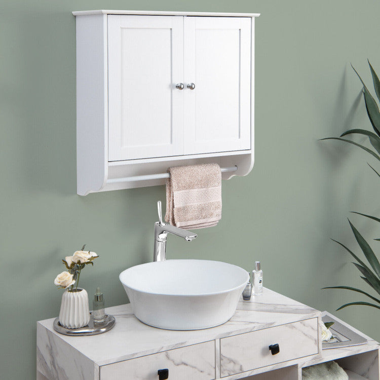 Wall Mounted Bathroom Storage Medicine Cabinet with Towel Bar