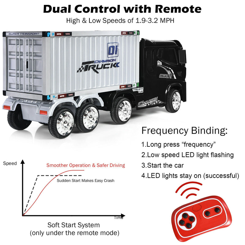 12V Kids Semi-Truck with Container and Remote Control