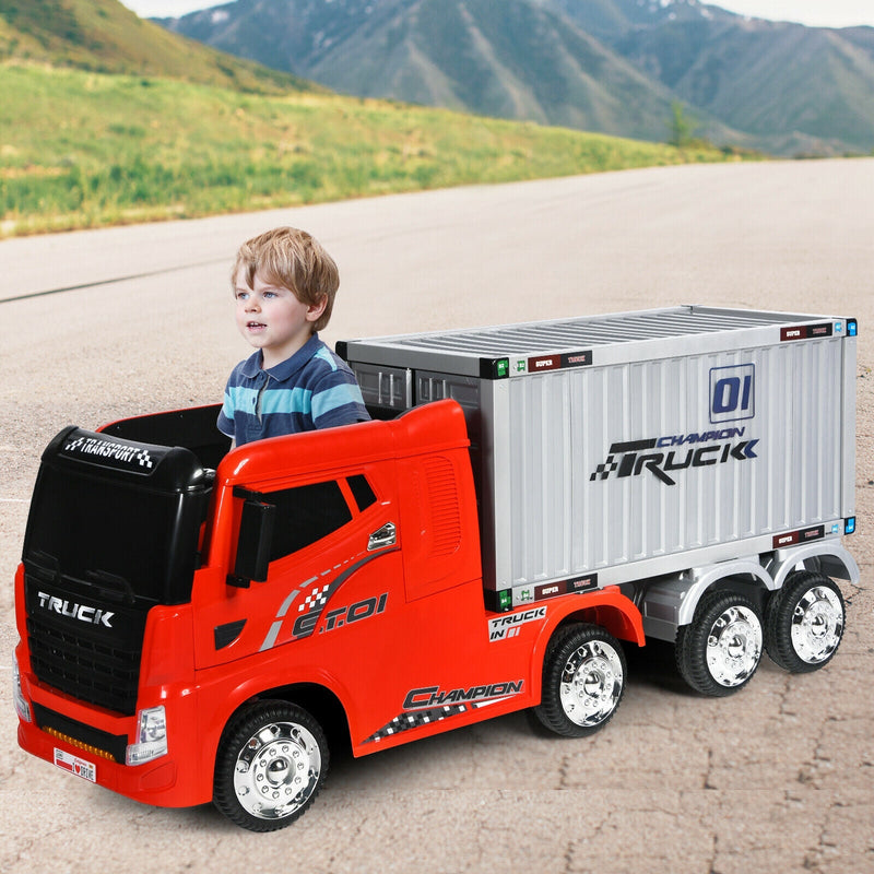 12V Kids Semi-Truck with Container and Remote Control