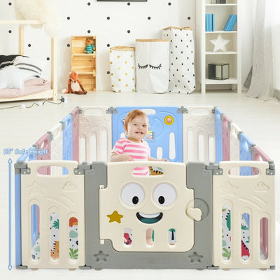 16-Panel Foldable Baby Playpen Kids Activity Center