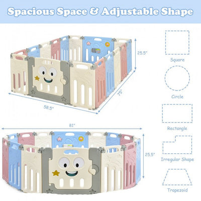 16-Panel Foldable Baby Playpen Kids Activity Center