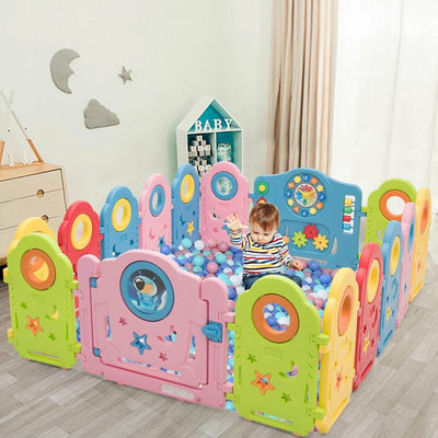 16-Panel Foldable Baby Playpen Kids Activity Center