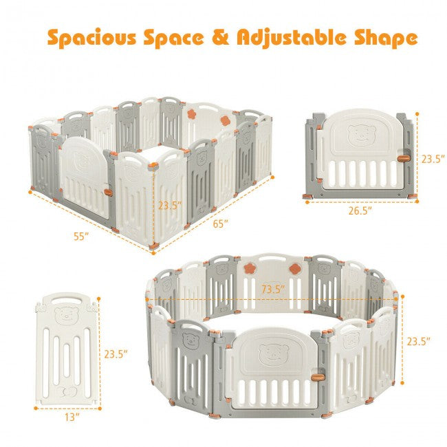 16-Panel Foldable Baby Playpen Kids Safety Activity Center