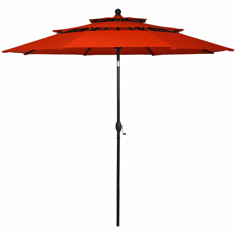 10 Feet 3 Tier Outdoor Patio Umbrella with Double Vented