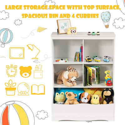 4-Cubby Kids Wooden Toy Storage Cabinet