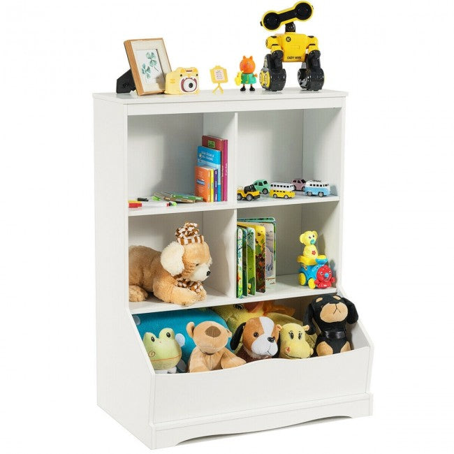 4-Cubby Kids Wooden Toy Storage Cabinet