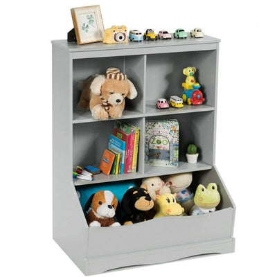 4-Cubby Kids Wooden Toy Storage Cabinet