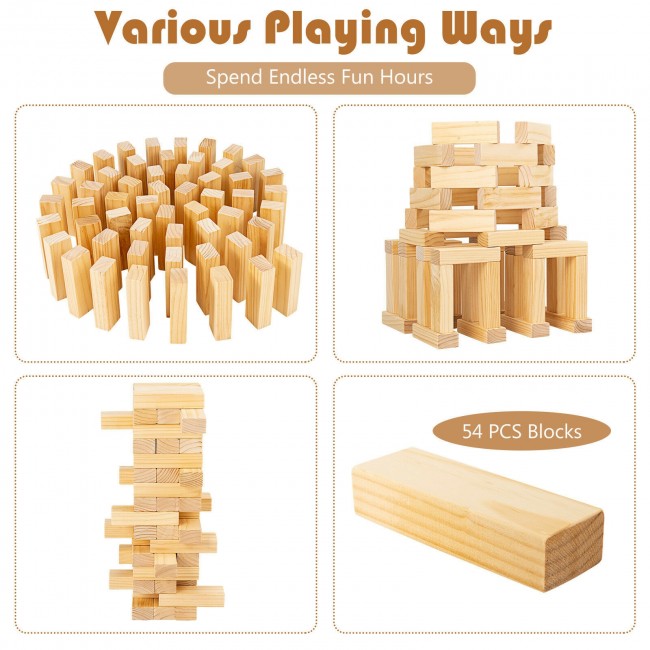 54 PCS Tumbling Timber Toy with Carrying Bag