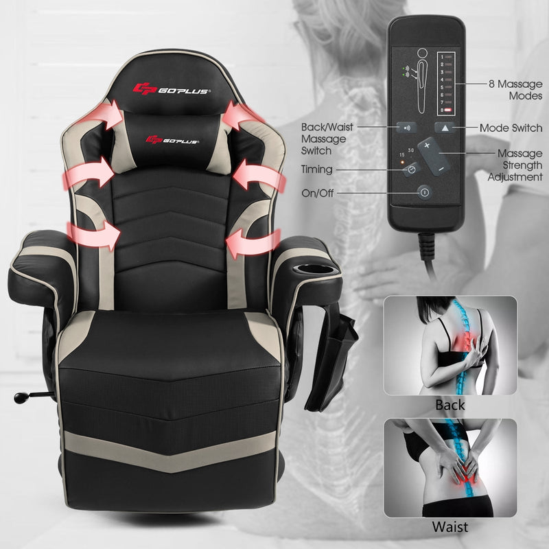 Ergonomic High Back Massage Gaming Chair with Pillow