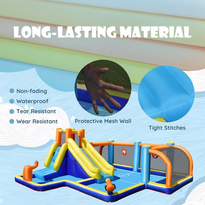 Giant Soccer Themed Inflatable Water Slide and Bounce Castle for Kids with Splash Pool without Blower