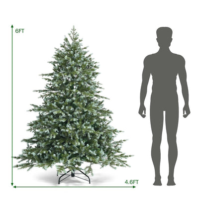 6ft Spruce Hinged Artificial Christmas Tree with Metal Stand