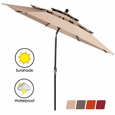 10 Feet 3 Tier Outdoor Patio Umbrella with Double Vented